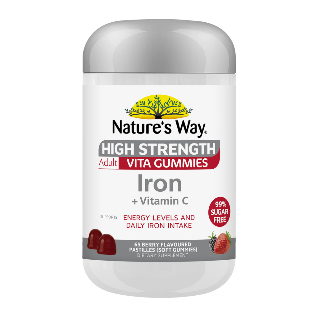 Nature's Way High Strength Adult Vita Gummies container on a white background