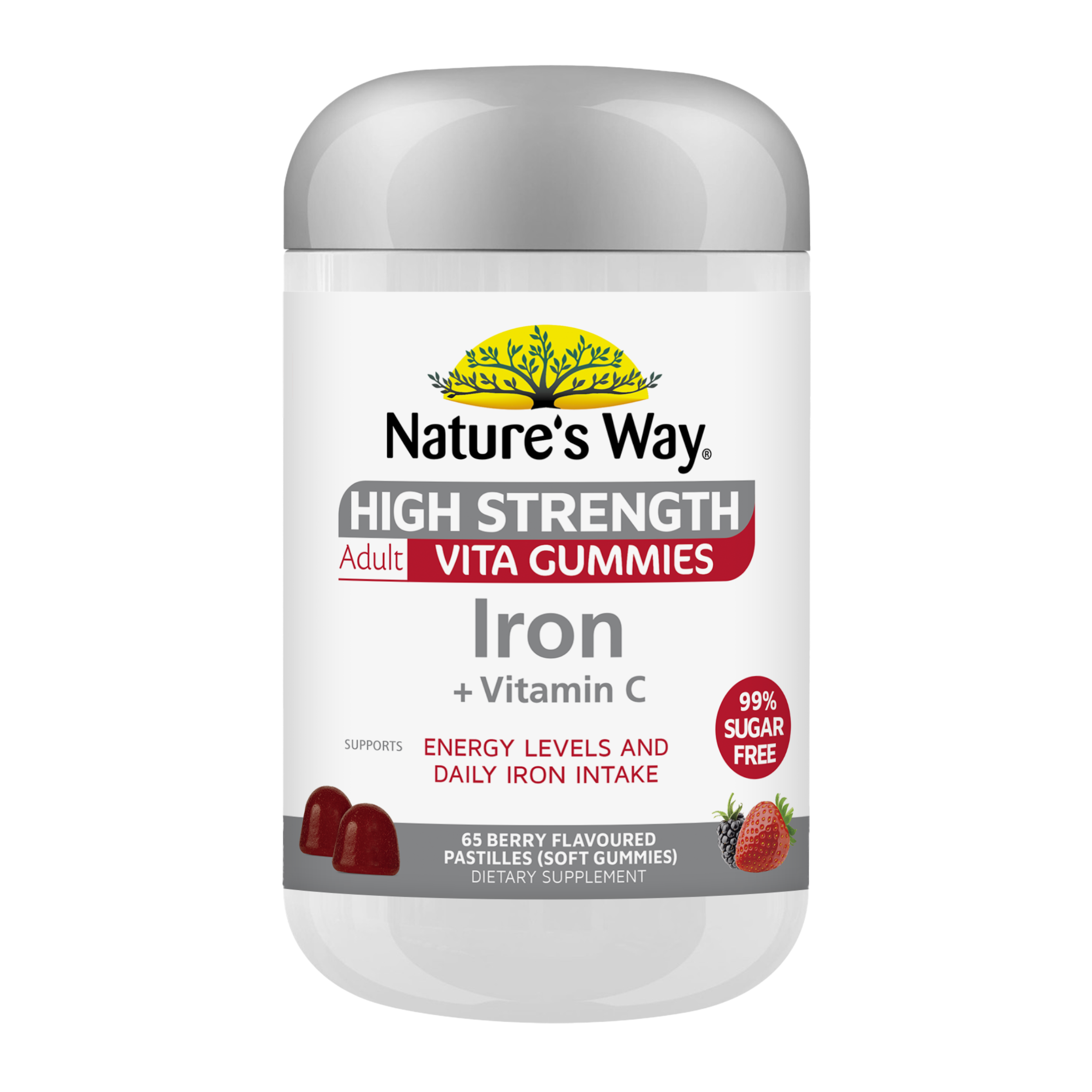 Nature's Way High Strength Adult Vita Gummies container on a white background