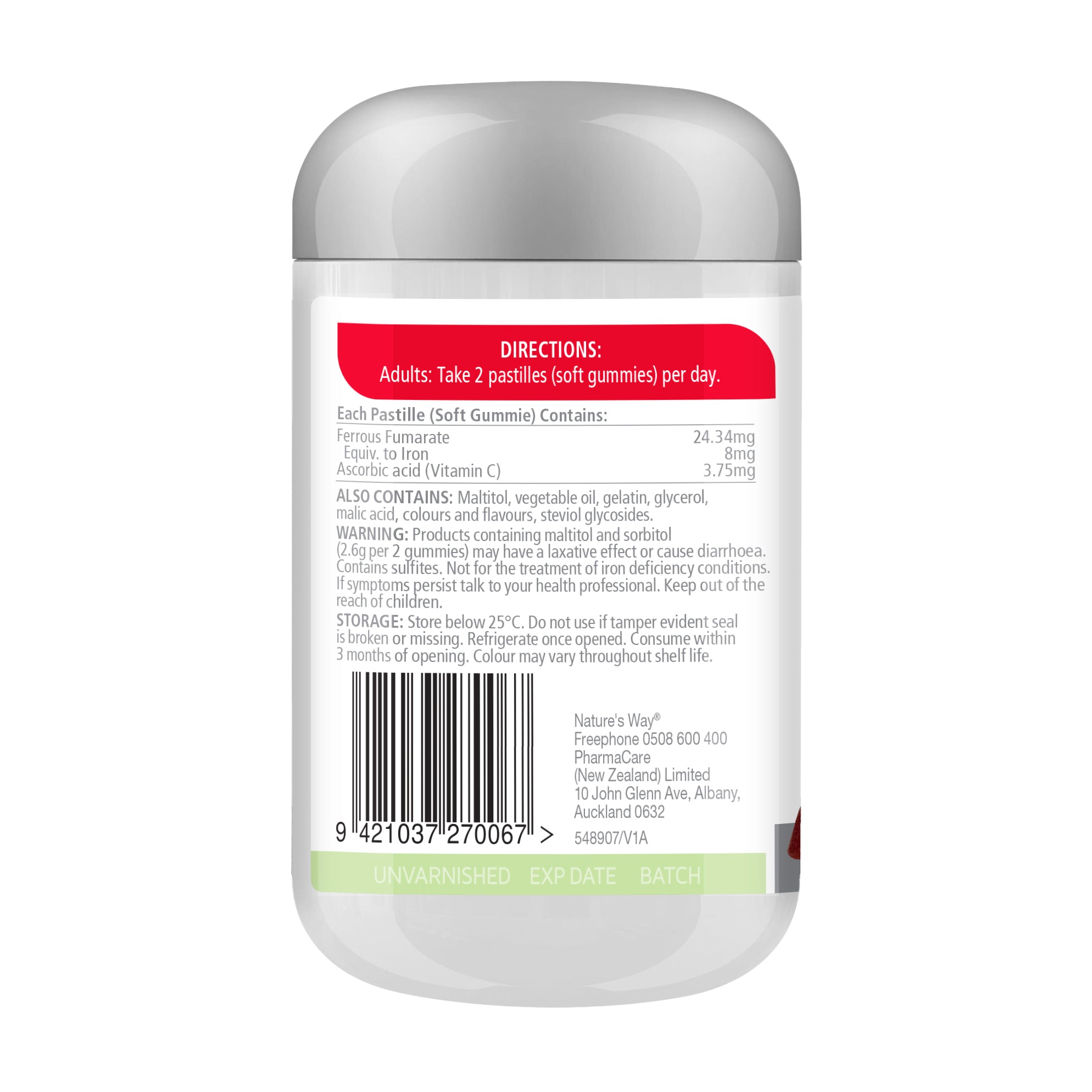 Nature's Way High Strength Adult Vita Gummies Iron 65s