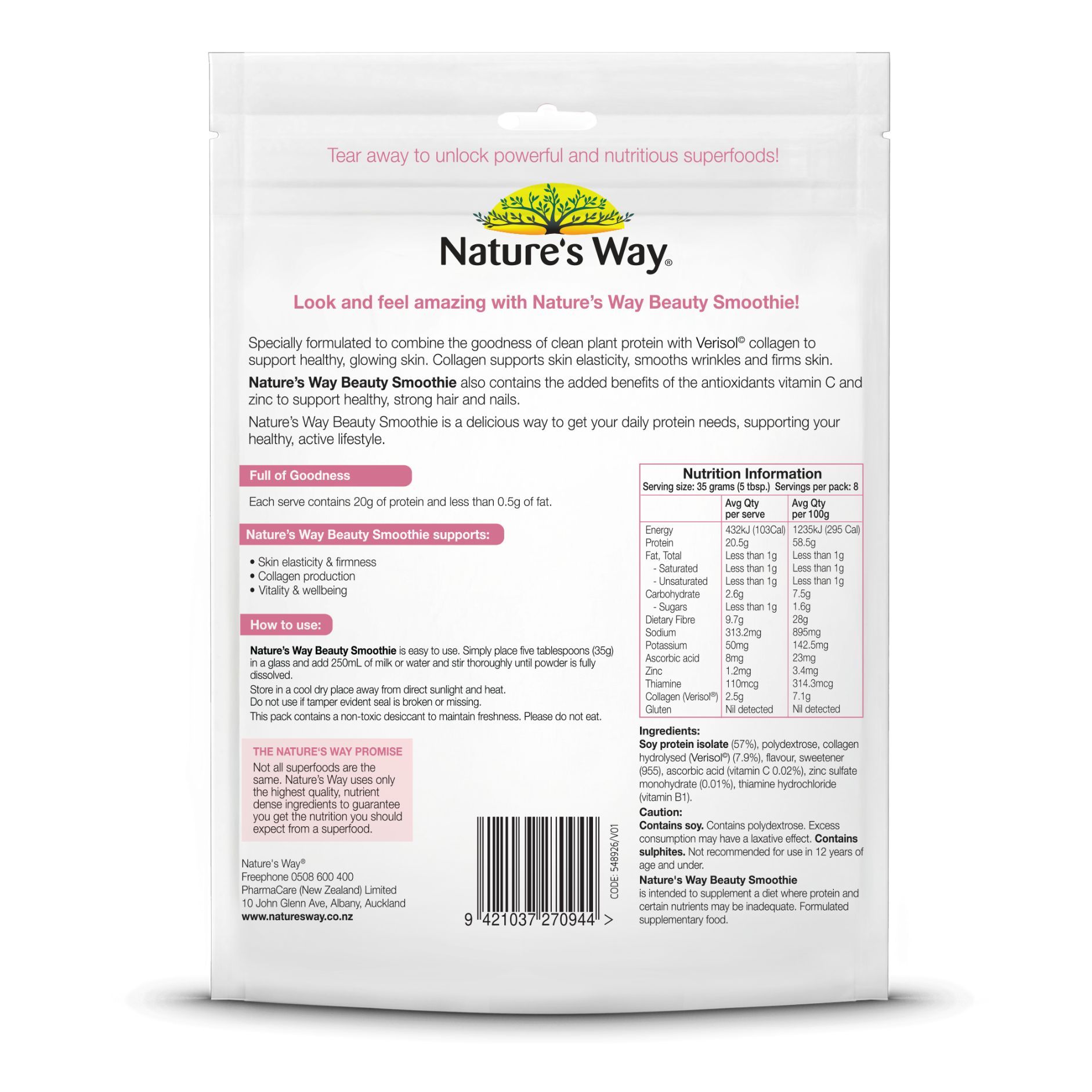 Nature's Way Beauty Smoothie Protein+Collagen 300g