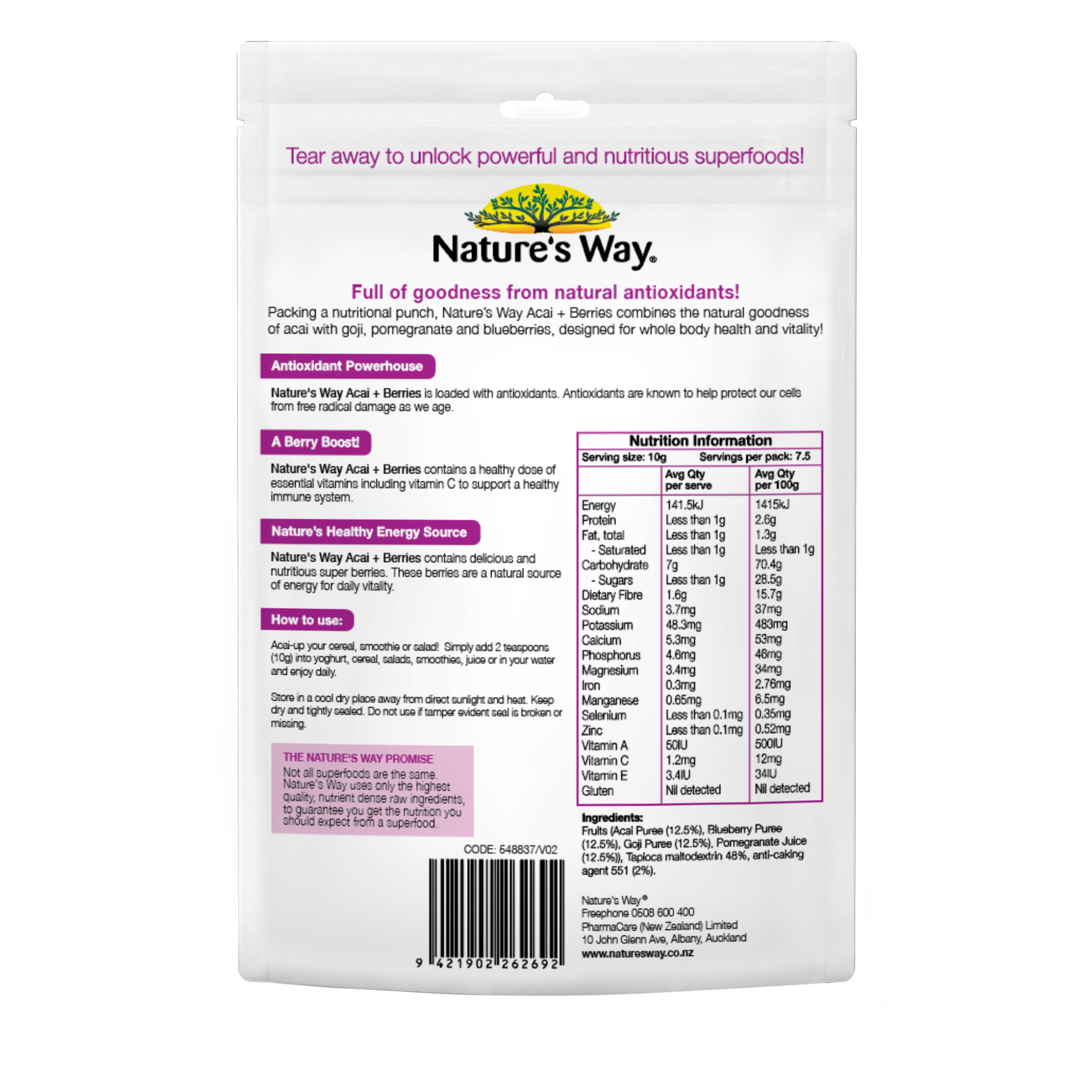 Nature's Way Acai Powder 75gm