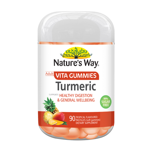 Nature's Way Adult Vita Gummies Turmeric supplement packaging on a white background