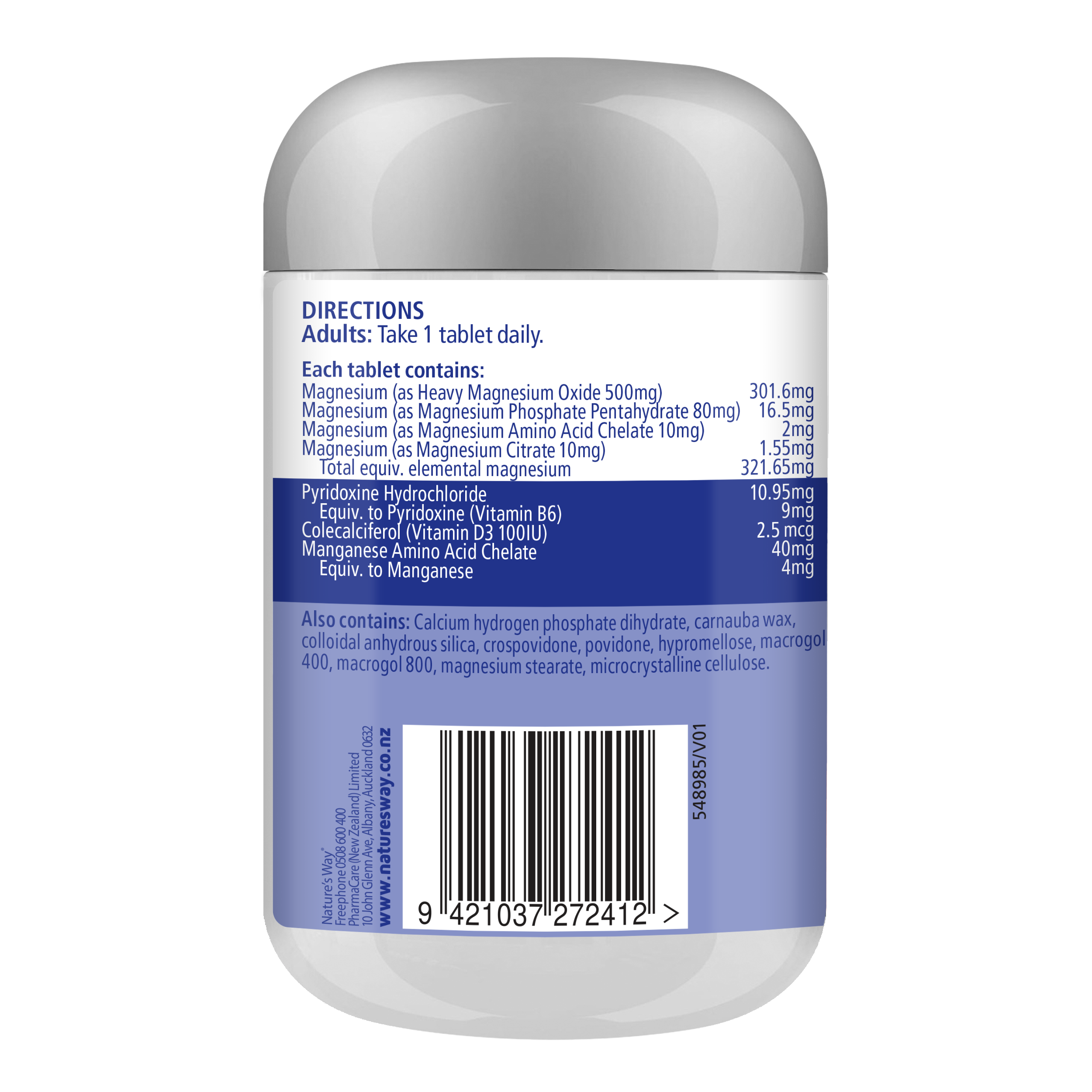 Nature's Way High Strength Magnesium Tablets 120s