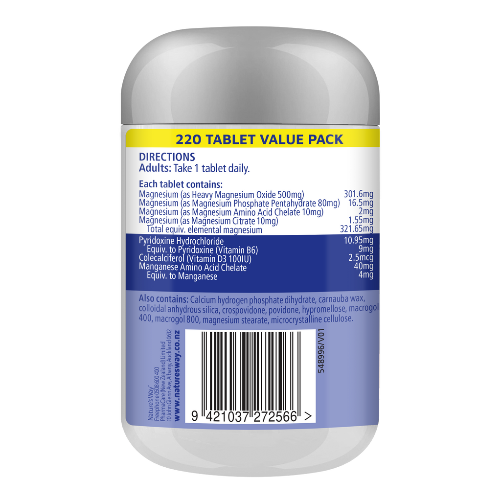Nature's Way High Strength Magnesium Tablets 220s